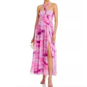 AQUA - Chiffon Halter Maxi‎ Dress